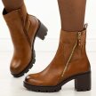 Camelowe botki damskie na obcasie M.Daszyński 23108A-14
