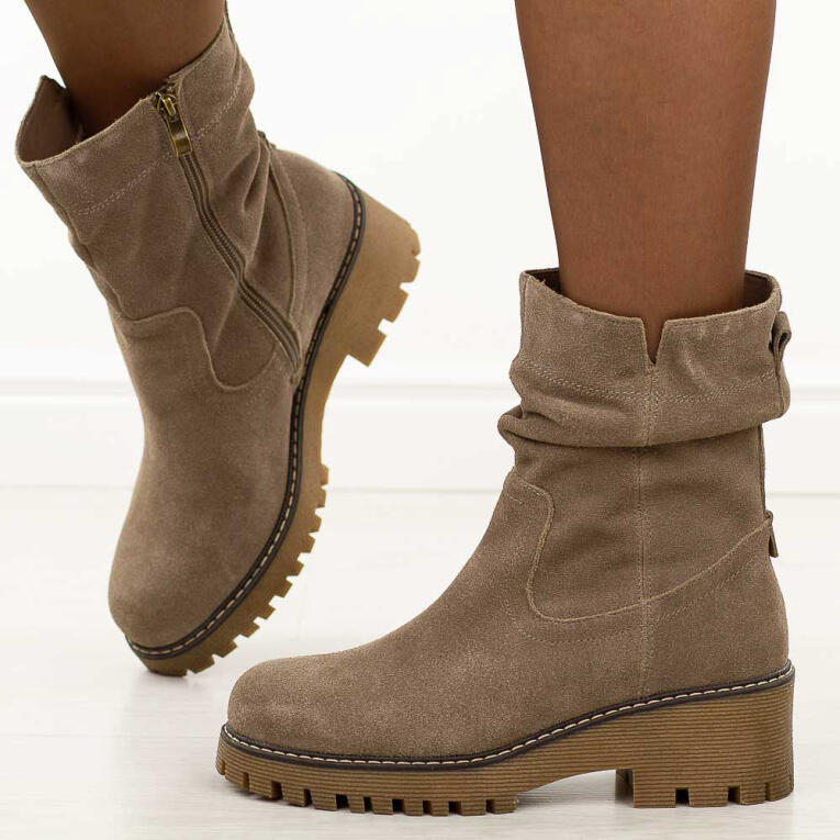 Beżowe skórzane botki damskie Filippo Dbt6402/25