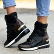 Czarne sneakersy na zimę, botki damskie POTOCKI 12111 KOTURN
