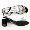 Czarne silikonowe sandały damskie na obcasie z kryształami, transparentne SABATINA 2014-B