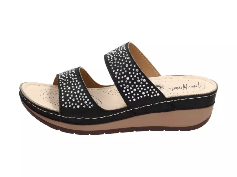 Czarne klapki, buty damskie Wishot Kl983