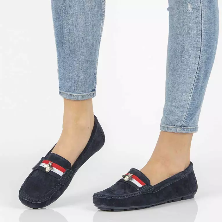 Skórzane mokasyny damskie FILIPPO DP1406 NAVY