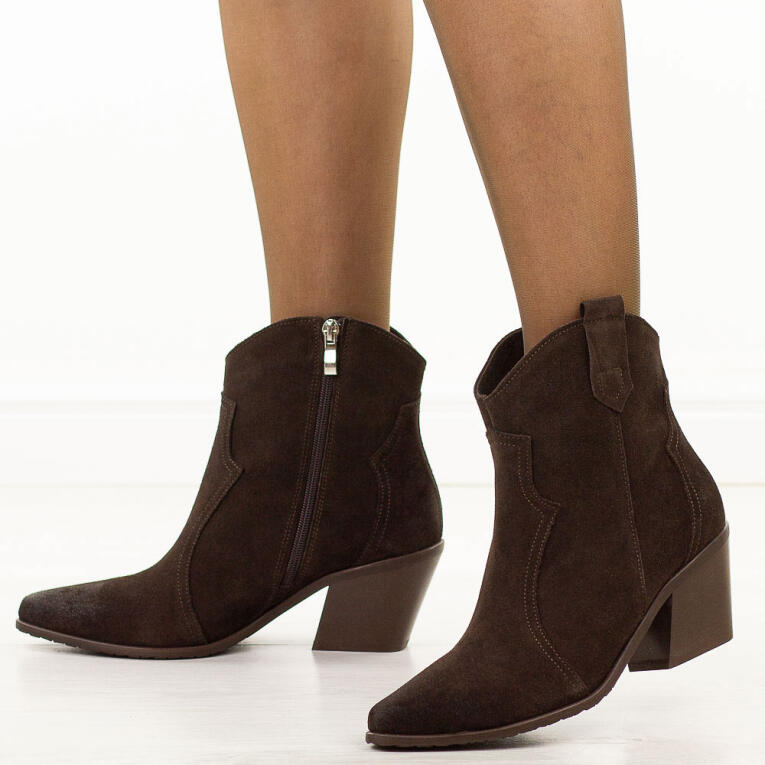 Czekoladowe jesienne Polskie kowbojki damskie Deoni D411