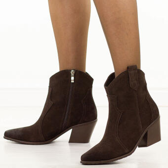 Czekoladowe jesienne Polskie kowbojki damskie Deoni D411