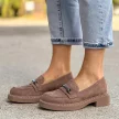 Khaki loafersy damskie, zamszowe mokasyny POTOCKI 12122