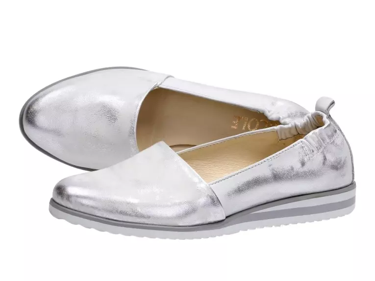 Slip On Srebrne Polskie buty Nicole 1961