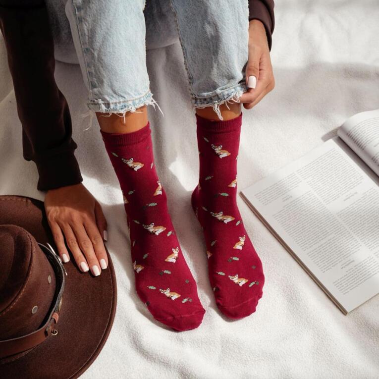 Skarpetki damskie lisy i liście 1188 bo