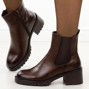 Brązowe botki damskie Potocki 12742