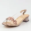 Różowe silikonowe sandały damskie na obcasie z kryształami, transparentne Dia 38-W1