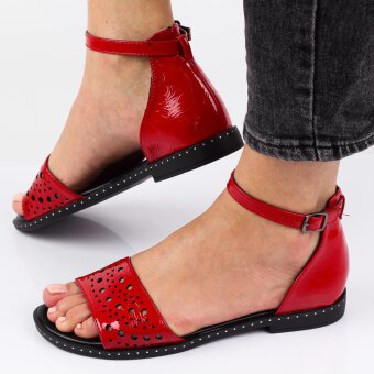 Czerwone płaskie sandały damskie M.DASZYŃSKI 2060-16