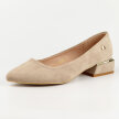 Beżowe zamszowe czółenka damskie na obcasie VINCEZA 20198