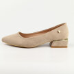 Beżowe zamszowe czółenka damskie na obcasie VINCEZA 20198