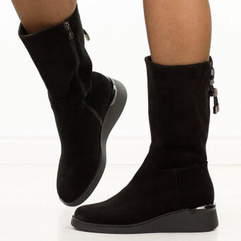 Czarne wyższe skórzane botki damskie Filippo Dbt7210/25