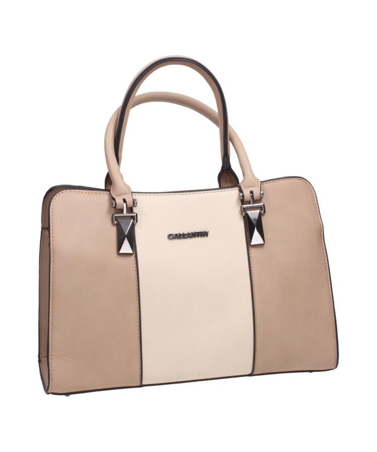Piękna torebka damska kuferek V556 Taupe