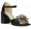Czarne sandały damskie z kryształami na słupku FILIPPO DS4633/23