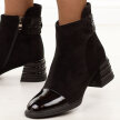 Czarne zamszowe botki damskie na obcasie DiA 52-187