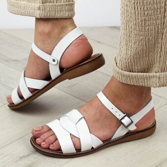 Białe skórzane sandały damskie POTOCKI 64011