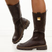 Brązowe kozaki damskie na traperze Jezzi Asa259-9