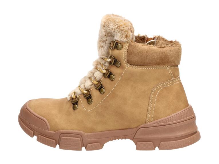 Beżowe trapery damskie zimowe American Club Es49