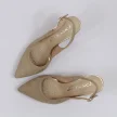 Beżowe skórzane czółenka damskie z odkrytą pietą na słupku, sandały PRESTIGE 2283
