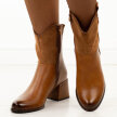 Camelowe botki damskie na obcasie M.Daszyński Sa269-2