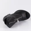 Czarne skórzane POLSKIE botki damskie, sandały na słupku DEONI D521