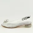 Srebrne silikonowe sandały damskie na obcasie z ozdobą, transparentne Potocki 43301