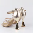 Złote skórzane POLSKIE sandały damskie z zakrytą piętą na szpilce DEONI D522