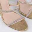 Złote skórzane POLSKIE sandały damskie z zakrytą piętą na szpilce DEONI D522