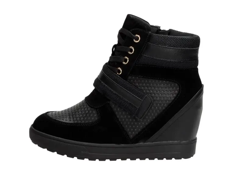 Czarne botki damskie, sneakersy J.Star J0101-1