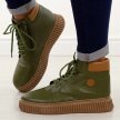Khaki skórzane botki damskie na traperze T.Sokolski Z-7