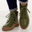 Khaki skórzane botki damskie na traperze T.Sokolski Z-7