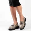 Szare lakierowane mokasyny damskie, loafersy DiA 597