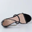 Czarne skórzane POLSKIE sandały damskie z zakrytą piętą na szpilce DEONI D522