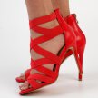 Czerwone sandały damskie na szilce POTOCKI 20016