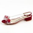 Bordowe silikonowe sandały damskie na obcasie z kryształami, transparentne SABATINA 380-9