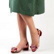 Bordowe silikonowe sandały damskie na obcasie z kryształami, transparentne SABATINA 380-9