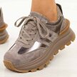 Taupe skórzane sneakersy damskie Filippo Dp7408/25