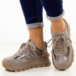 Taupe skórzane sneakersy damskie Filippo Dp7408/25
