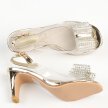 Złote silikonowe sandały damskie na szpilce z kokardą, transparentne SABATINA 1014-15