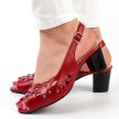 Czerwone skórzane POLSKIE sandały damskie na obcasie GREGORS 956