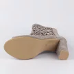 Cappuccino skórzane POLSKIE sandały, botki damskie na słupku DEONI D518