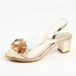 Złote silikonowe sandały damskie na obcasie z kryształami, transparentne SABATINA 2014-5