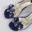 Granatowe silikonowe sandały damskie na szpilce z kryształami, transparentne SABATINA 1014-5