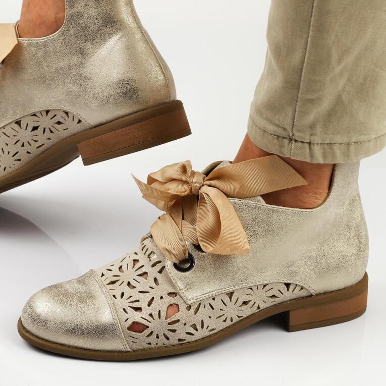 Złote wiosenne botki damskie JEZZI ASA142-6