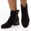 Czarne zamszowe skórzane botki damskie na obcasie DiA 52-853