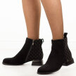 Czarne zamszowe skórzane botki damskie na obcasie DiA 52-853
