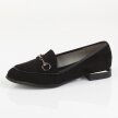 Czarne loafersy damskie na obcasie, półbuty JEZZI 2167-1