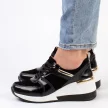 Czane skórzane sneakersy damskie na koturnie S.BARSKI 21405 BK/WT