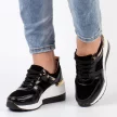 Czane skórzane sneakersy damskie na koturnie S.BARSKI 21405 BK/WT
